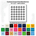 22"x22" White Custom Printed Imported 100% Cotton Bandanna